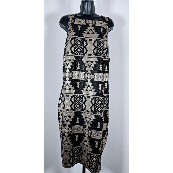 Trixxi Plus Black Gold Aztec Pattern Sequin Dress-SZ 20W - Picture 1 of 7